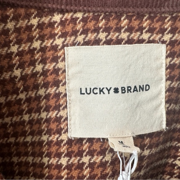 Lucky Brand Women's M Cropped Utility Jacket Houndstooth Brown Corduroy Collar - Picture 3 of 7